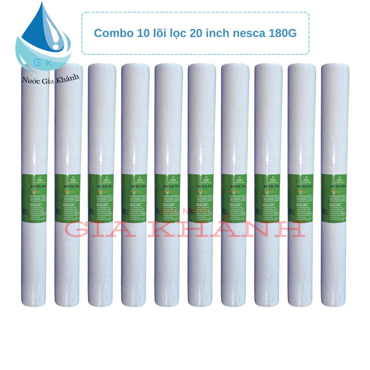 Combo 10 lõi lọc nước PP 20 inch Nesca 180G – 5 Micron